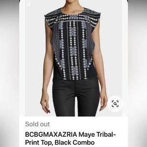 BCBGMAXAZRIA Maye Tribal Pattern Top size XS